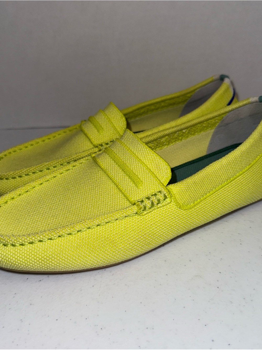 Rothy's Neon Yellow Canvas Penny Loafers womens 8.5